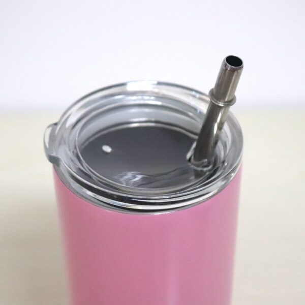 20oz Thermal Insulated Stainless Steel Skinny tumbler with metal straw - Image 2